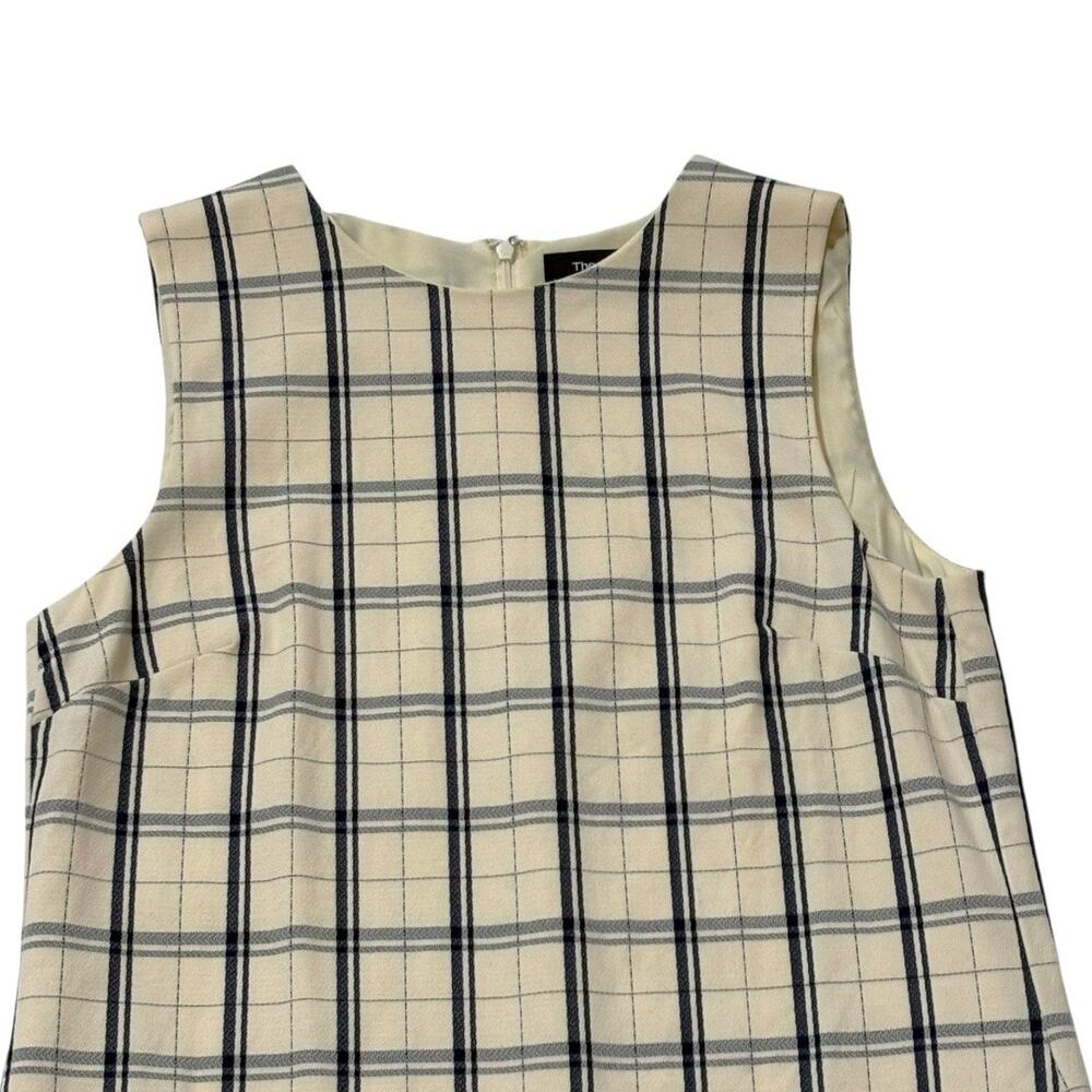 Theory Sleeveless Plaid Dress - Size 8 - Ivory - Shift, Above Knee, Work Classic - Picture 8 of 12